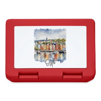 Watercolor of Oslo, Oslo Norway - Lunchbox - red - Front