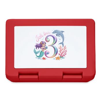 I'm 3 Mermaids Girl 3rd Birthday - Lunchbox - red - Front