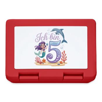 I'm 5 Mermaids Girl 5th Birthday - Lunchbox - red - Front