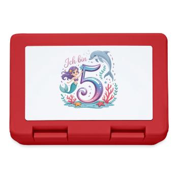 I'm 5 Mermaids Girl 5th Birthday - Lunchbox - red - Front