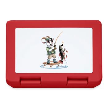 Funny Fishing Goat with Big Fish Catch - Lunchbox - red - Front