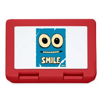 Laughing Blue Cartoon Face - Lunchbox - red - Front