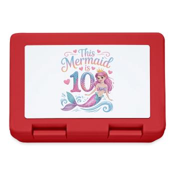 Mermaid 10th Birthday 10 Years - Lunchbox - red - Front