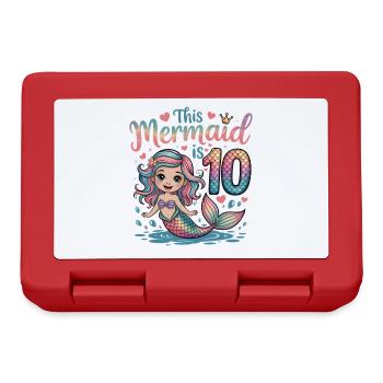 Mermaid 10th Birthday 10 Years - Lunchbox - red - Front