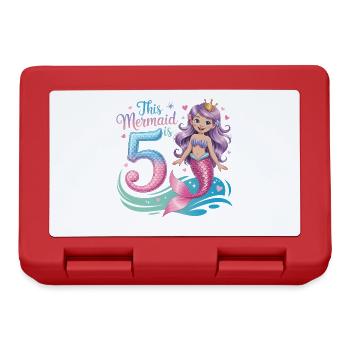 Mermaid 5th Birthday 5 Years - Lunchbox - red - Front