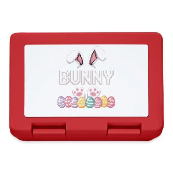 Osterhase Bunny Shirt – Retro Pixel Ostern Motiv - Brotdose - Rot - Vorne