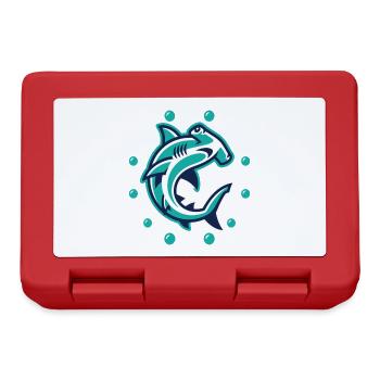 Shark motif graphic in ocean look - Lunchbox - red - Front