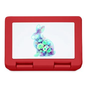 Bunny Watercolor Flowers Easter - Lunchbox - red - Front