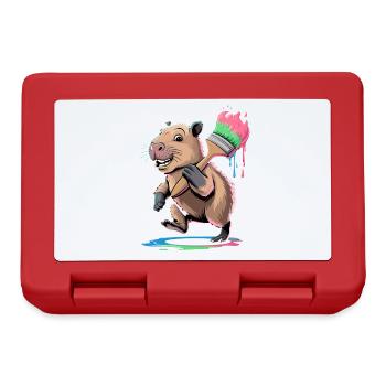 Capybara drôle avec des taches de peinture au pinceau colorées - Boîte à goûter - rouge - Devant