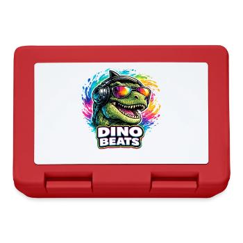 Dino Beats Neon DJ Saying for Music Fans - Lunchbox - red - Front