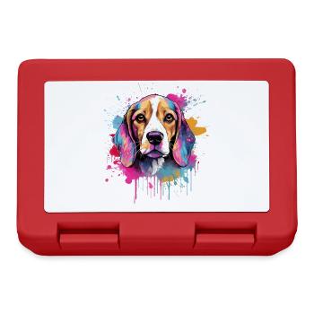 Beagle Color Splash Kunstporträt - Brotdose - Rot - Vorne