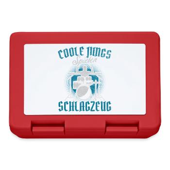Coole Jungs spielen Schlagzeug / Musik, Instrument - Brotdose - Rot - Vorne