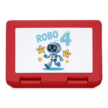 Roboter Geburtstagsmotiv 4 Jahre Jungen Geschenk - Brotdose - Rot - Vorne