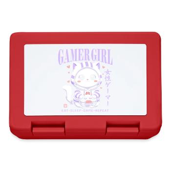 Gamer Girl Cat Kawaii Anime Gaming Cute - Lunchbox - red - Front