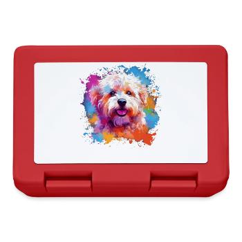 Bunte Hundespritzkunst Bichon Fris - Brotdose - Rot - Vorne