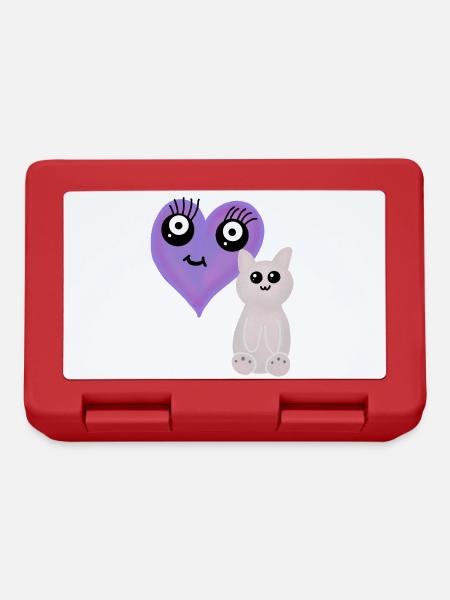 Cat Hearts Pets Cats - Lunchbox - red