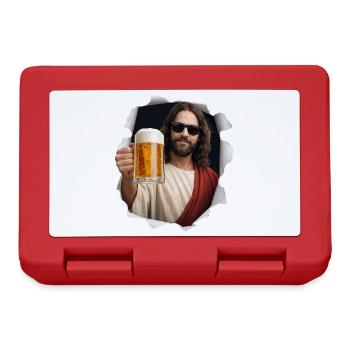 Jésus-Christ avec de la bière et des lunettes de soleil - Boîte à goûter - rouge - Devant