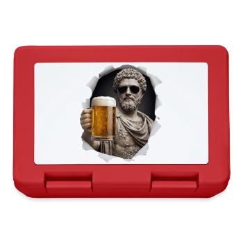 Marcus Aurelius mit Sonnenbrille und Bier - Brotdose - Rot - Vorne