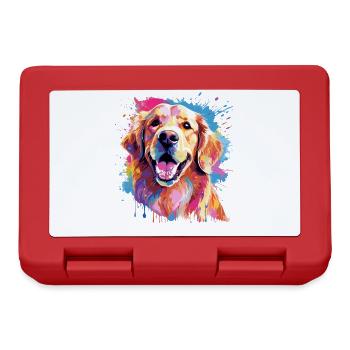 Golden Retriever Hund Spritzkunst bunt - Brotdose - Rot - Vorne