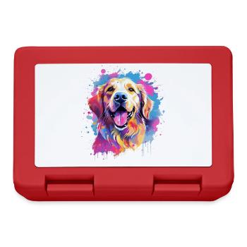 Colorful Dog Splash Art Golden Retriever - Lunchbox - red - Front