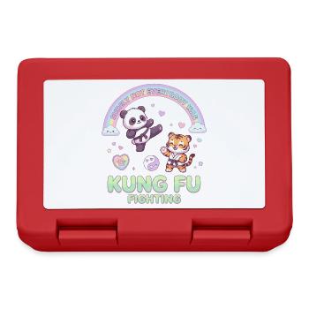 Kawaii Panda Tiger Kung Fu Fighting Pastel - Lunchbox - red - Front