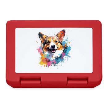Art éclaboussé de chien corgi gallois de Pembroke coloré - Boîte à goûter - rouge - Devant