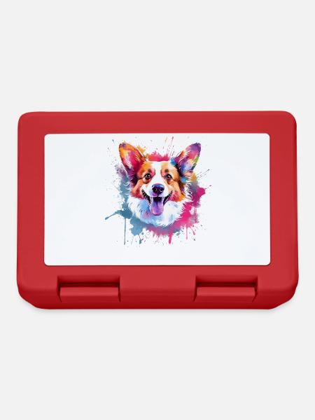 Pembroke Welsh Corgi Colorful Dog Splash Art - Lunchbox - red
