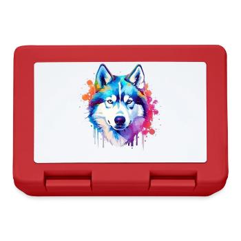 Colorful Husky Dog Splash Art - Lunchbox - red - Front