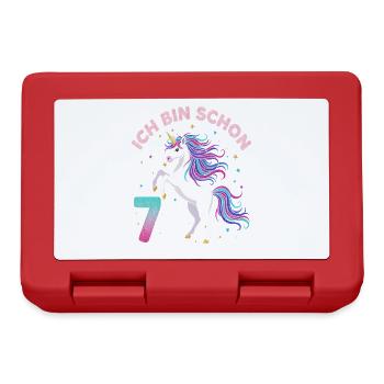 7. Geburtstag Einhorn Mädchen Ich bin schon 7 - Brotdose - Rot - Vorne