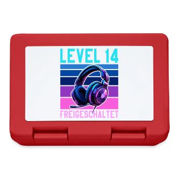 14. Geburtstag Junge Mädchen Gaming Level 14 Jahre - Brotdose - Rot - Vorne