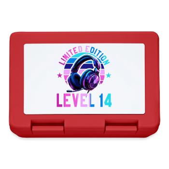 14. Geburtstag Junge Mädchen Gaming Level 14 Jahre - Brotdose - Rot - Vorne