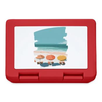 Colorful beach with umbrellas - Lunchbox - red - Front