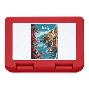 Italian Coastal Landscape with Flowers and - Lunchbox - red - Front