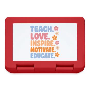 Lehrerin Teach Love Inspire Shirt - Brotdose - Rot - Vorne
