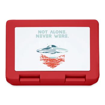 Not Alone. Never Were. UFO Alien Present Tense - Lunchbox - red - Front