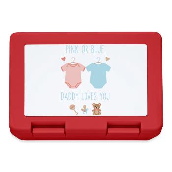 Gender Reveal Pink Or Blue Daddy Loves You Team - Lunchbox - red - Front
