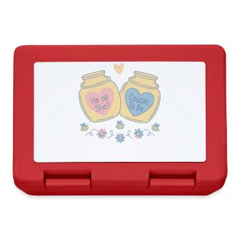 Gender Reveal He Or She Cousin To Be Baby Shower - Lunchbox - red - Front