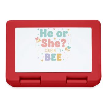 Gender Reveal He Or She Cousin To Bee Baby Shower - Lunchbox - red - Front