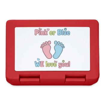 Gender Reveal Pink Or Blue We Love You Baby Shower - Lunchbox - red - Front