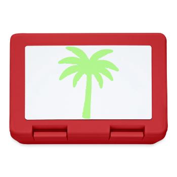 Neonpalme Silhouette auf Schwarz - Brotdose - Rot - Vorne