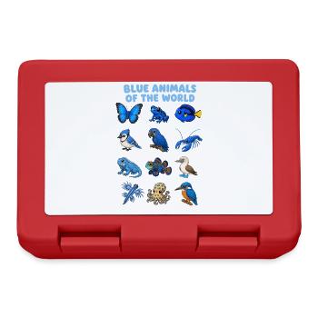 Blue Animals Of The World Animal Kingdom Chalkboard - Lunchbox - red - Front