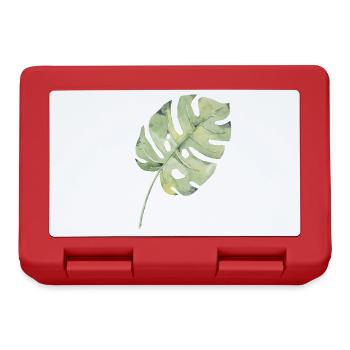 Monstera Blatt Aquarell Grün - Brotdose - Rot - Vorne