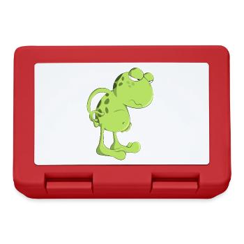 Frog toad lazy cartoon amphibian morning grouch - Lunchbox - red - Front