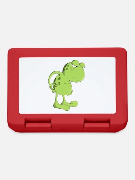 Frosch Kröte Faul Cartoon Amphibie Morgenmuffel - Brotdose - Rot