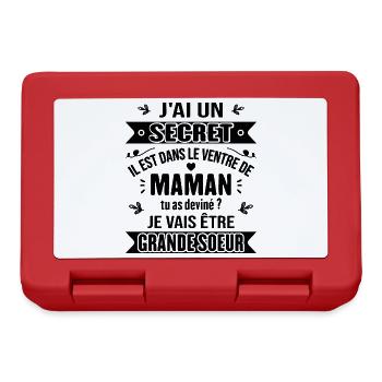 Enfant Annonce Grossesse Grande Sœur Fille Enfant - Boîte à goûter - rouge - Devant