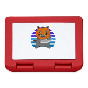 Halloween Cat Pumpkin Head - Lunchbox - red - Front