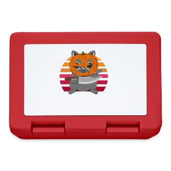 Halloween Cat Pumpkin Head - Lunchbox - red - Front