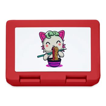 Axolotl Katze isst Ramen Nudeln - Brotdose - Rot - Vorne