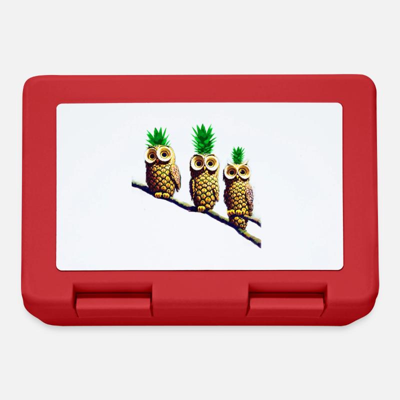 Ananas Eulen - Brotdose - Rot