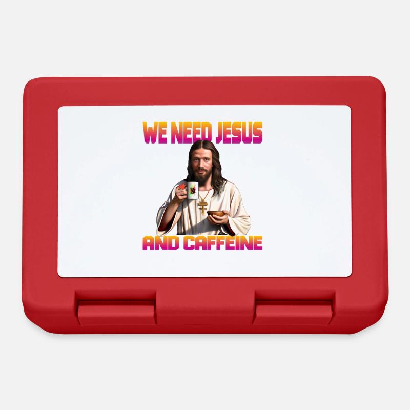 Kaffee und Jesus - Brotdose - Rot